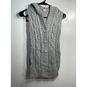 old nay girls grey sweater size large 10 12 knit hooded sleeveless vest buttons